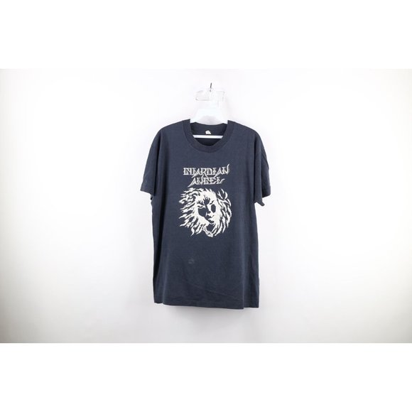 Vintage 90s Mens XL Distressed Fire From Heaven Guardian Angel Band T-Shirt USA